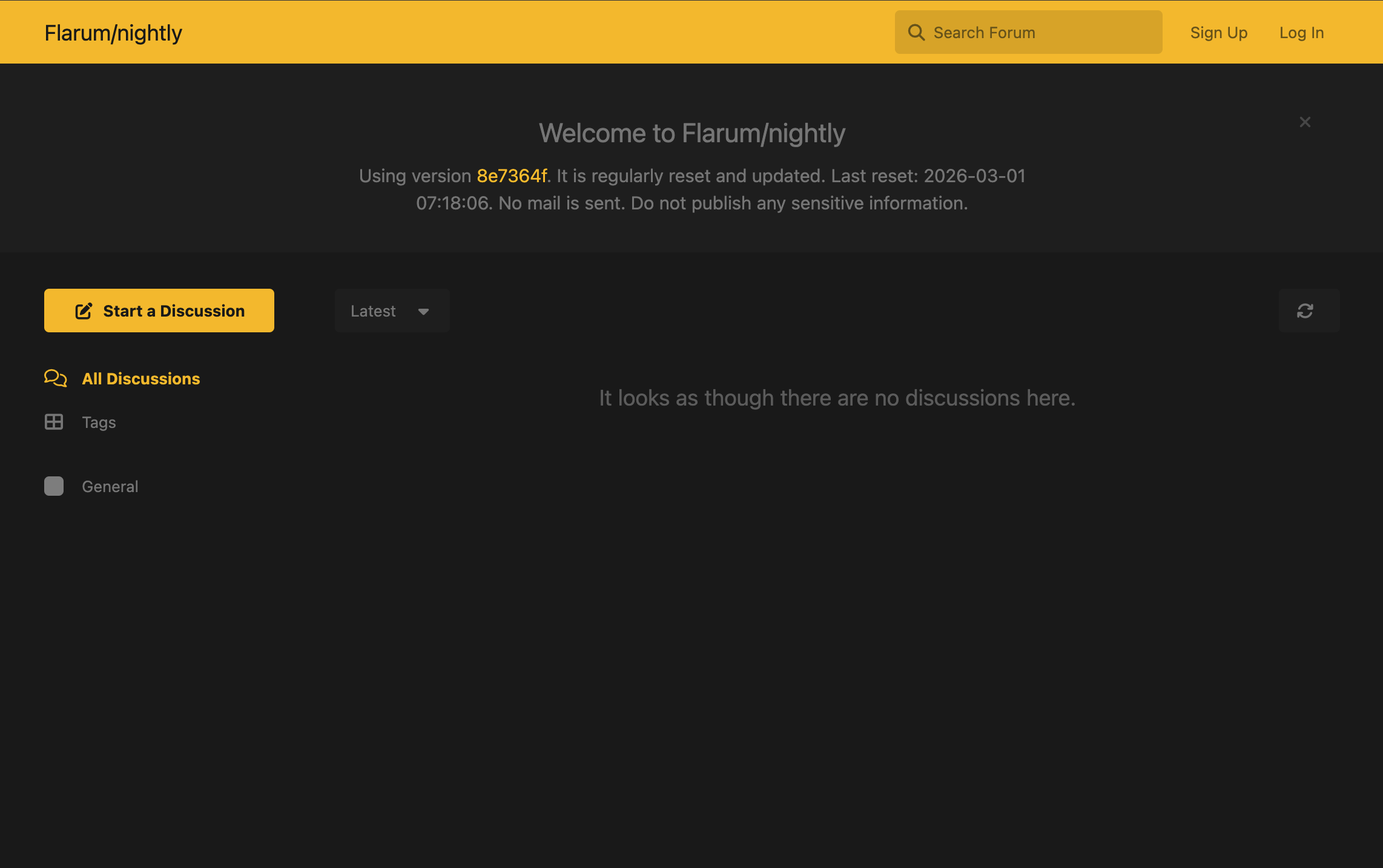 Flarum 2.0 nightly demo screenshot